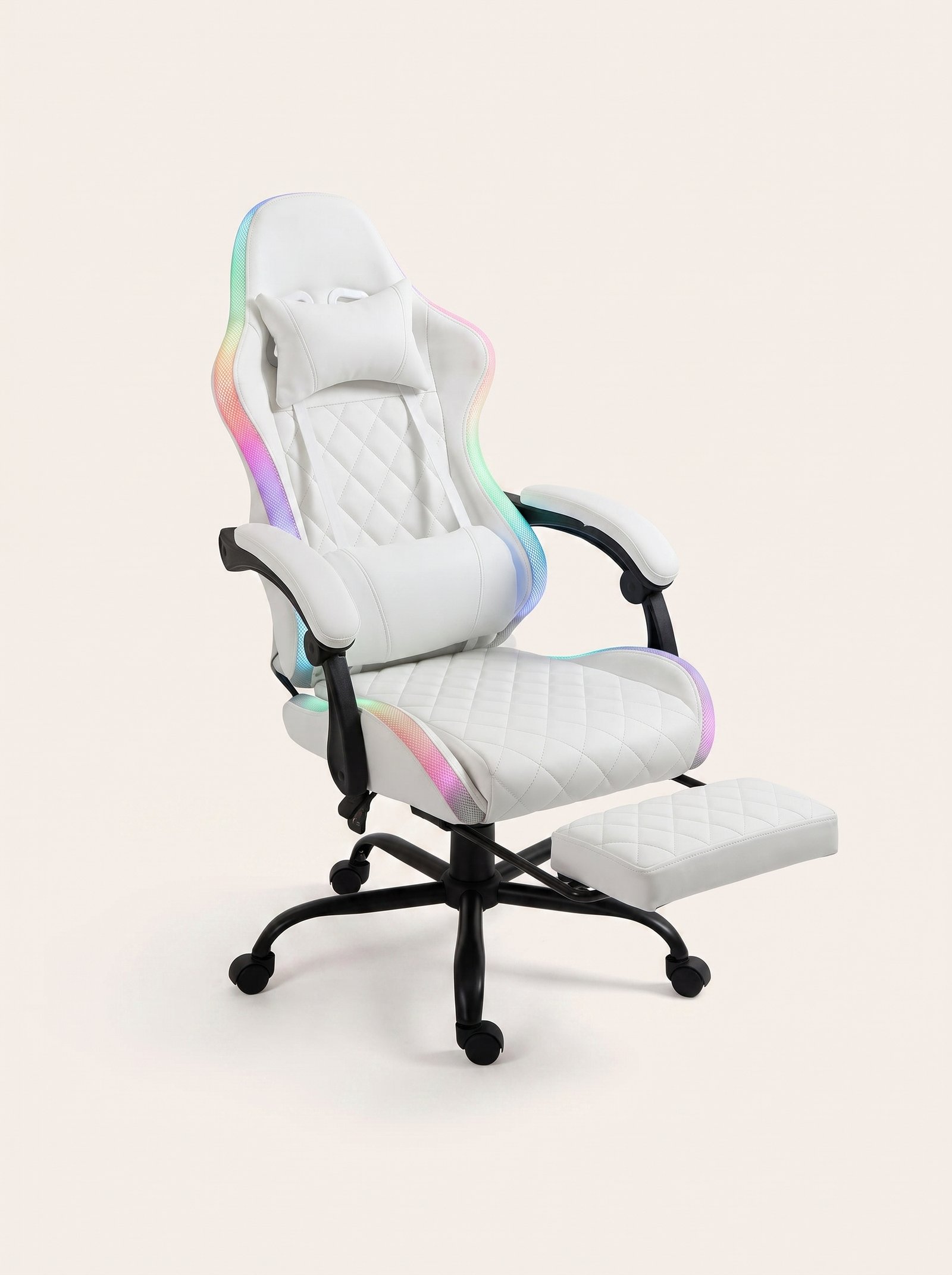 STRIVE X19 WHITE & PINK GAMING CHAIR WITH FOOTREST